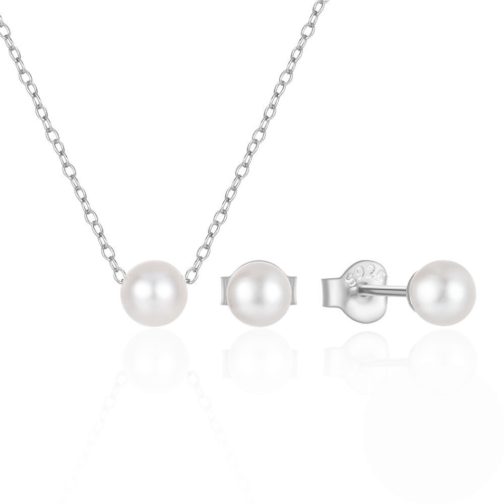 Korean-Style Pearl Necklace and Earrings Set