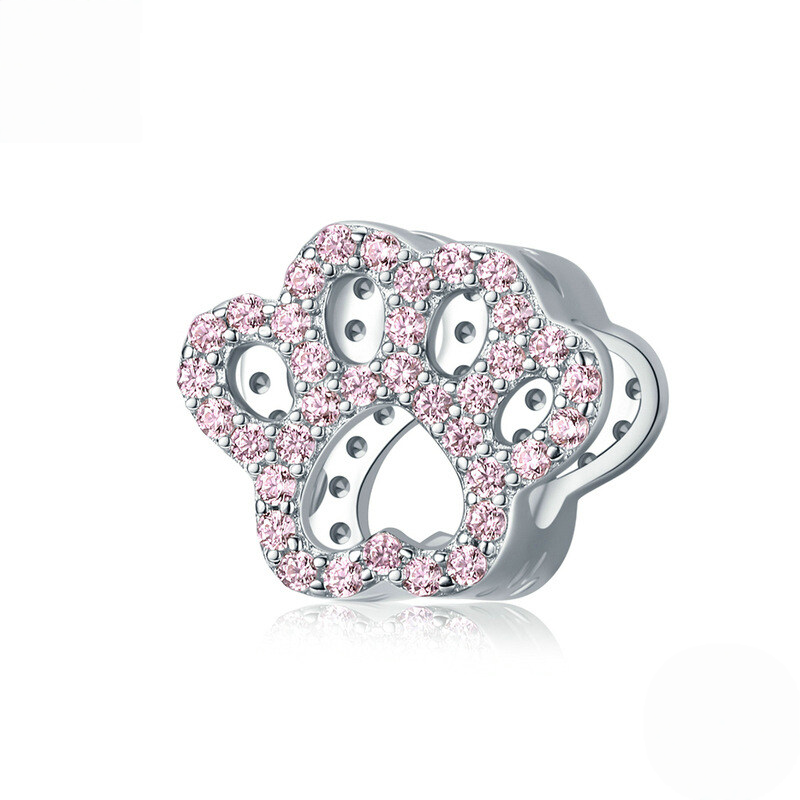 Sterling Silver Pet Paw Print Charm Bead Collection