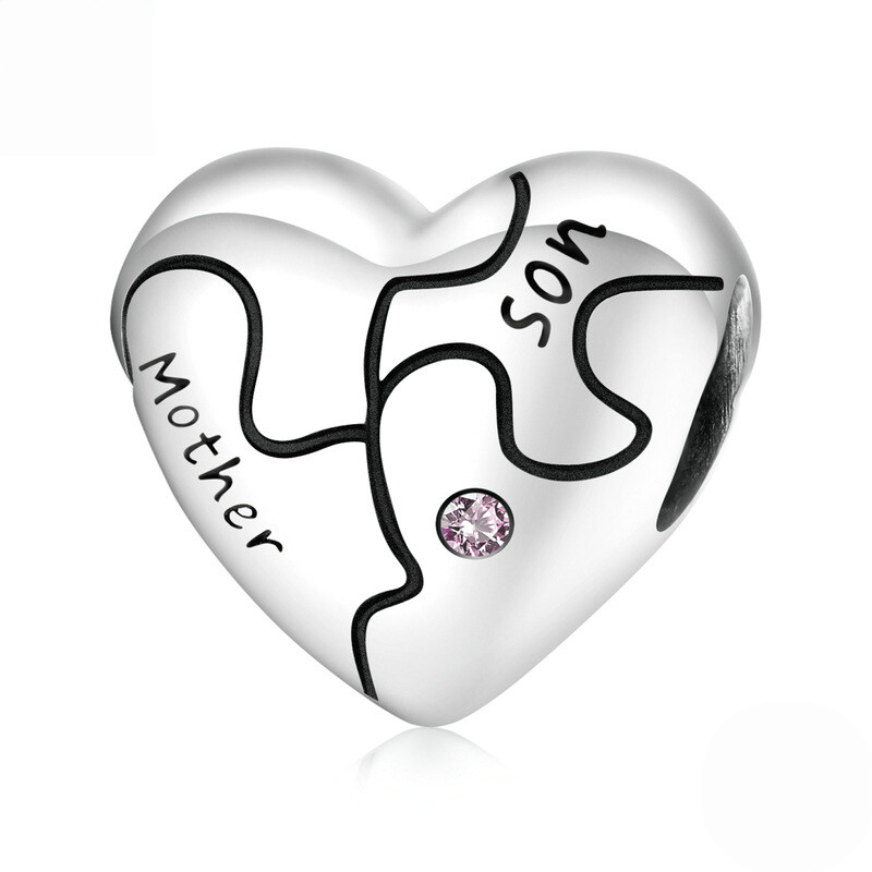 Sterling Silver Love Heart Family Charm Bead