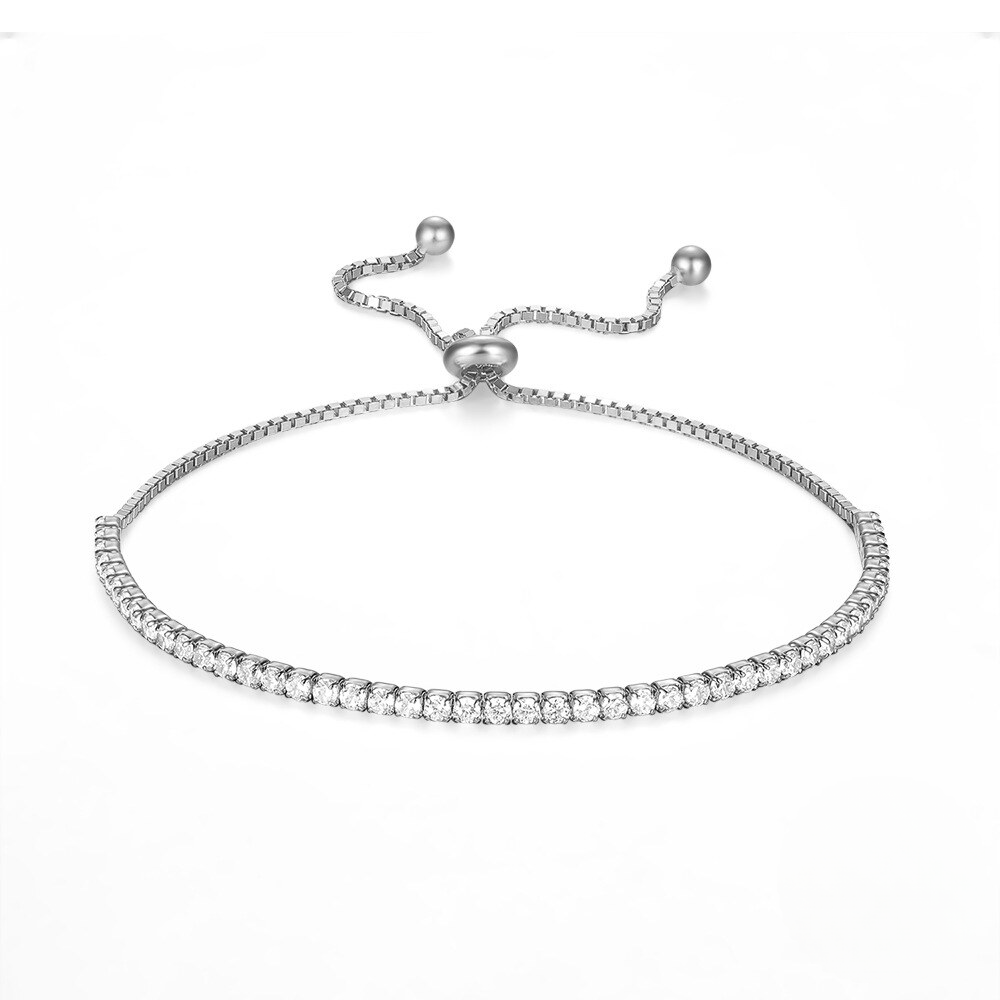 Gold Plated Sterling Silver Adjustable Cubic Zirconia Tennis Bracelet