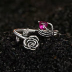 Sterling Silver Gothic Rose Skeleton Hand Ring
