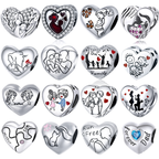 Sterling Silver Love Heart Family Charm Bead
