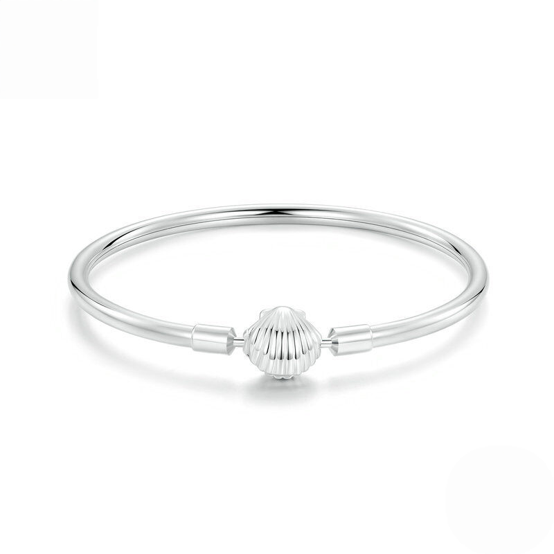 Sterling Silver Scallop Shell Bangle Bracelet