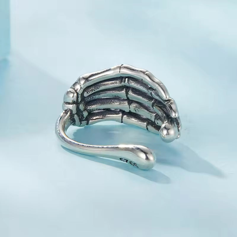 Sterling Silver Skull Ear Cuff for Women – Gothic Multi-Layer Non-Piercing Design