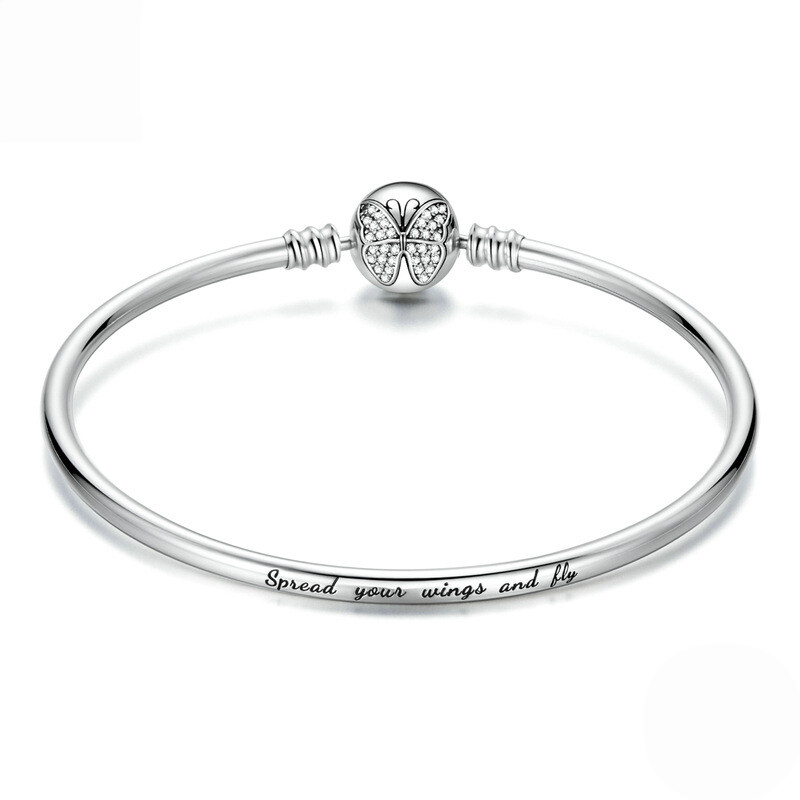 Sterling Silver Butterfly “Spread Your Wings and Fly” Bangle