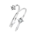 Sterling Silver Adjustable Toi et Moi Star Ring