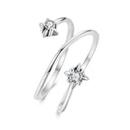 Sterling Silver Adjustable Toi et Moi Star Ring