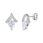 Sterling Silver Pear-Cut Zircon Geometric Stud Earrings