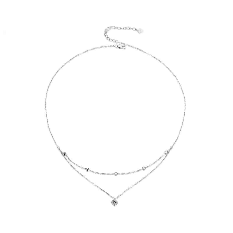 Double Layered Moissanite Pendant Necklace