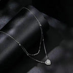 Sterling Silver Double-Layer Heart Necklace