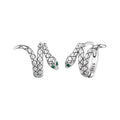 Sterling Silver Small Snake Ear Cuff with Green Eyes