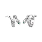 Sterling Silver Small Snake Ear Cuff with Green Eyes