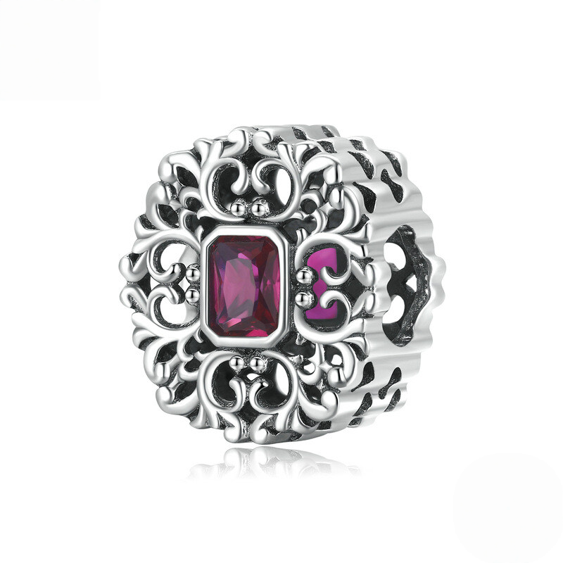 Sterling Silver Blue Enamel Floral Charm Bead Collection