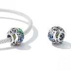 Sterling Silver Blue Enamel Floral Charm Bead Collection