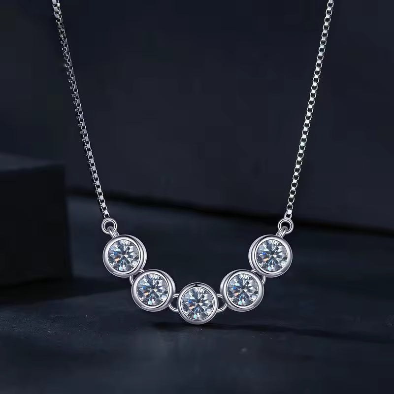 Sterling Silver Five-Stone Station Necklace