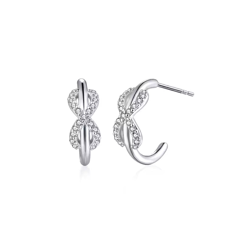 Sterling Silver Infinity Crossover Huggie Hoops
