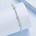 Sterling Silver Cubic Zirconia Heart Tennis Bracelet