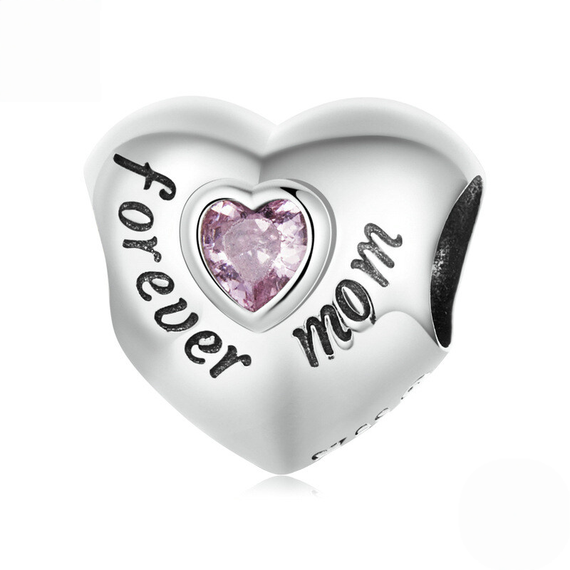 Sterling Silver Love Heart Family Charm Bead