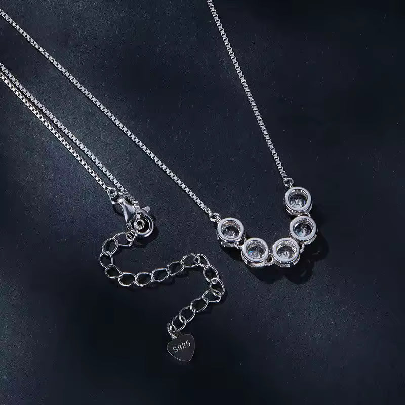 Sterling Silver Five-Stone Station Necklace
