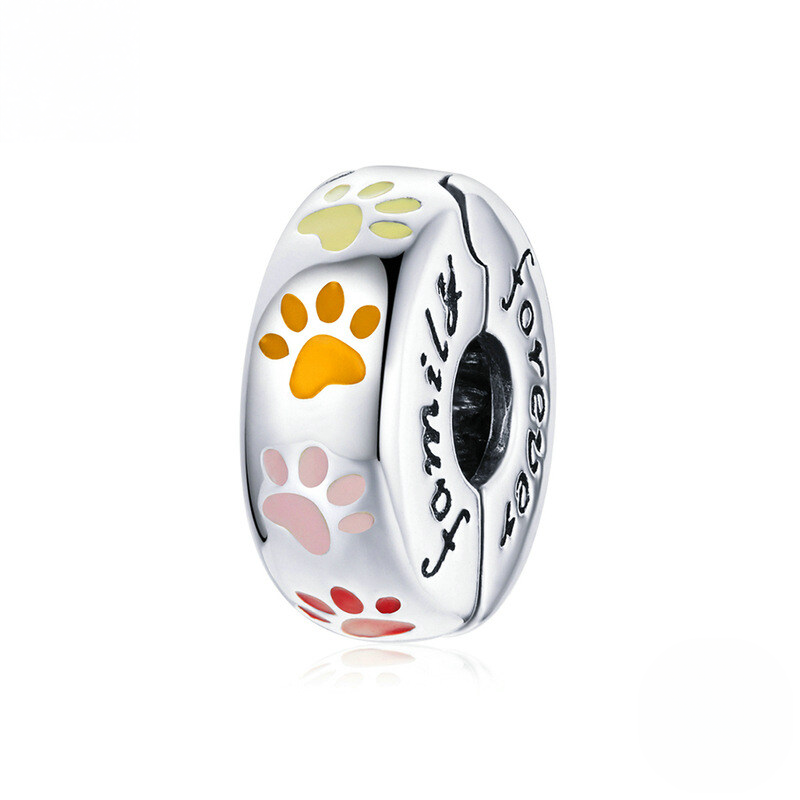 Sterling Silver Pet Paw Print Charm Bead Collection