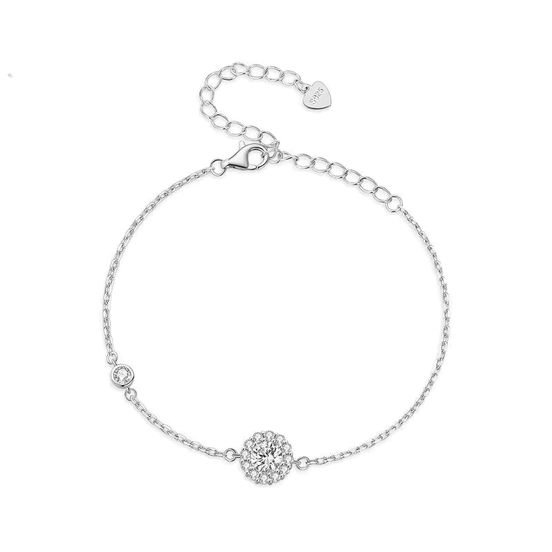 Sterling Silver Cubic Zirconia Halo Bracelet