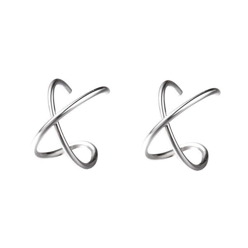 Sterling Silver Double-Layer Cross Ear Cuff for Women – Non-Piercing
