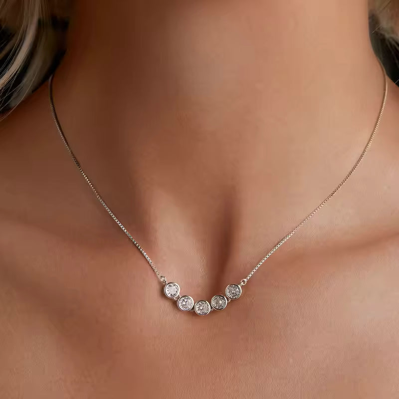 Sterling Silver Five-Stone Station Necklace