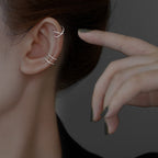 Sterling Silver Double-Layer Cross Ear Cuff for Women – Non-Piercing