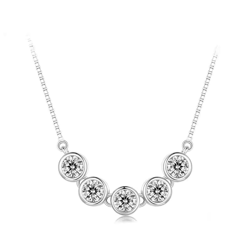 Sterling Silver Five-Stone Station Necklace