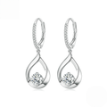 Sterling Silver Cubic Zirconia Teardrop Leverback Drop Earrings