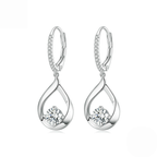 Sterling Silver Cubic Zirconia Teardrop Leverback Drop Earrings
