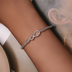 Sterling Silver Infinity Heart Popcorn Bead Bracelet
