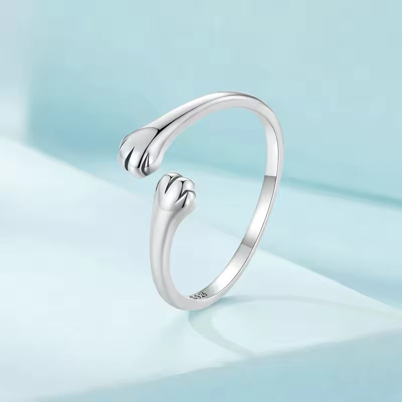 Sterling Silver Adjustable Cat Paw Ring