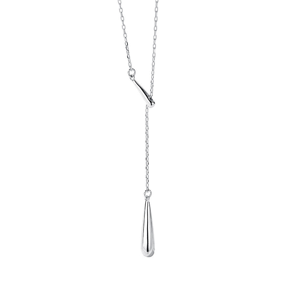 Minimalist Water Drop Y-Necklace with Fringe Accent