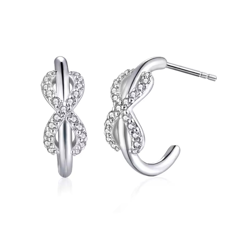Sterling Silver Infinity Crossover Huggie Hoops