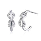 Sterling Silver Infinity Crossover Huggie Hoops