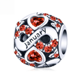 Sterling Silver Birth Month Cubic Zirconia Charm Bead