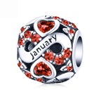 Sterling Silver Birth Month Cubic Zirconia Charm Bead