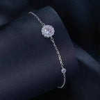 Sterling Silver Cubic Zirconia Halo Bracelet