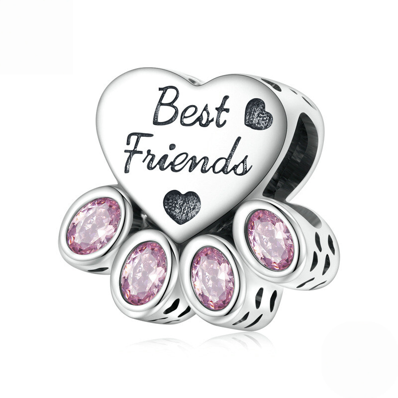 Sterling Silver Pet Paw Print Charm Bead Collection