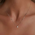 Double Layered Moissanite Pendant Necklace