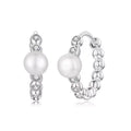Sterling Silver Pearl Huggie Hoop Earrings