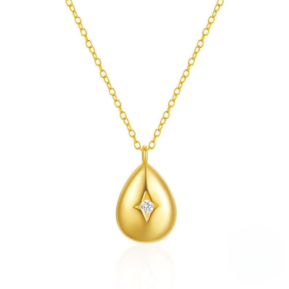 Sterling Silver Waterdrop Crystal Necklace – Elegant Diamond-Style Pendant