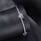 Sterling Silver Cubic Zirconia Heart Halo Bangle Bracelet