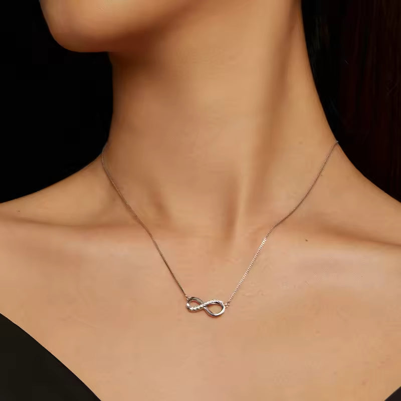 Sterling Silver Moissanite Mobius Ring Necklace