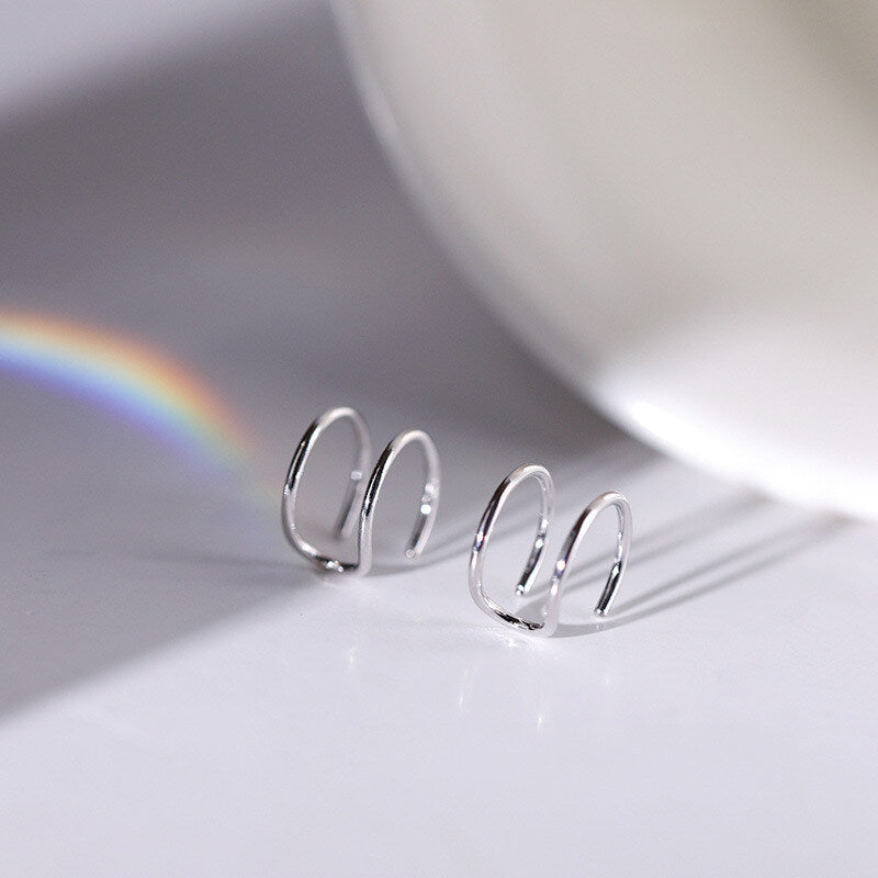 Sterling Silver Double-Layer Cross Ear Cuff for Women – Non-Piercing
