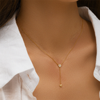 Double Heart Y-Necklace with Crystal Accents