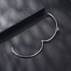 Sterling Silver Cubic Zirconia Heart Halo Bangle Bracelet