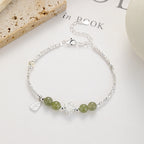 Sterling Silver Lucky Lotus Bracelet with Genuine Hetian Jade