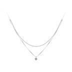 Sterling Silver Double-Layer CZ Pendant Necklace